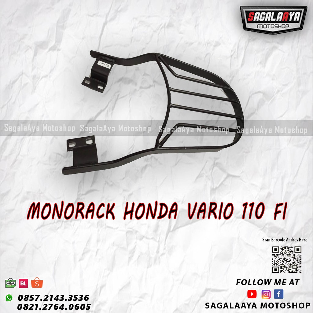 bracket top box motor honda vario 110 fi led monorack gp sport bkn kucay statis givi kappa shad kmi