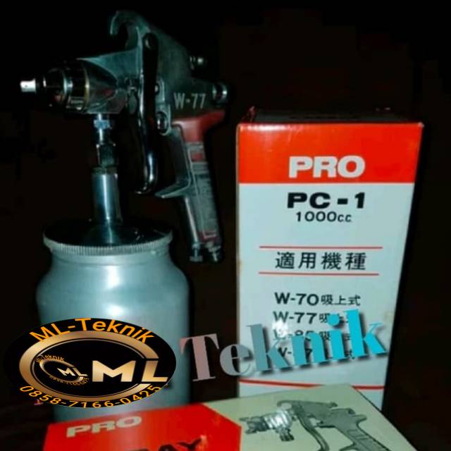 Spray Gun PRO Tabung Bawah Model W-77 PC 1 Kapasitas 1000 cc
