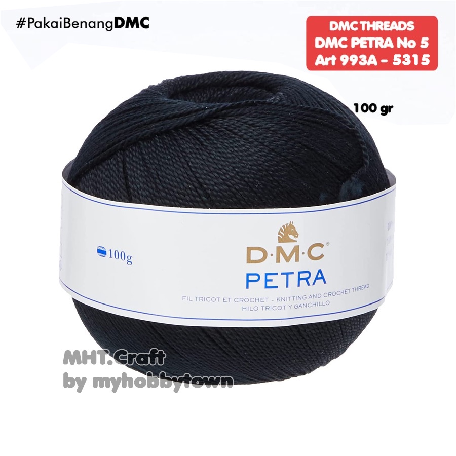 Benang Crochet DMC Petra 100 Gram - 5310 - Black Hitam Noir