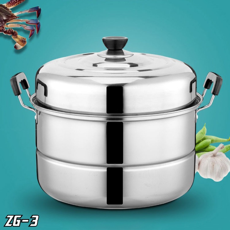 Panci Kukus 2 Susun Double Stainless Steel Panci Rebus Milk Pot Dandang Steamer Cooking ZG-3