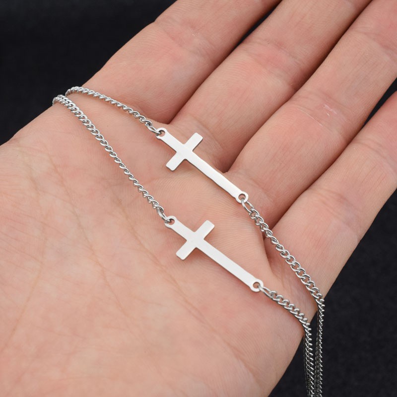 Kpop BTS Chain Bracelet J-Hope Cross Design Double Layer Bracelet