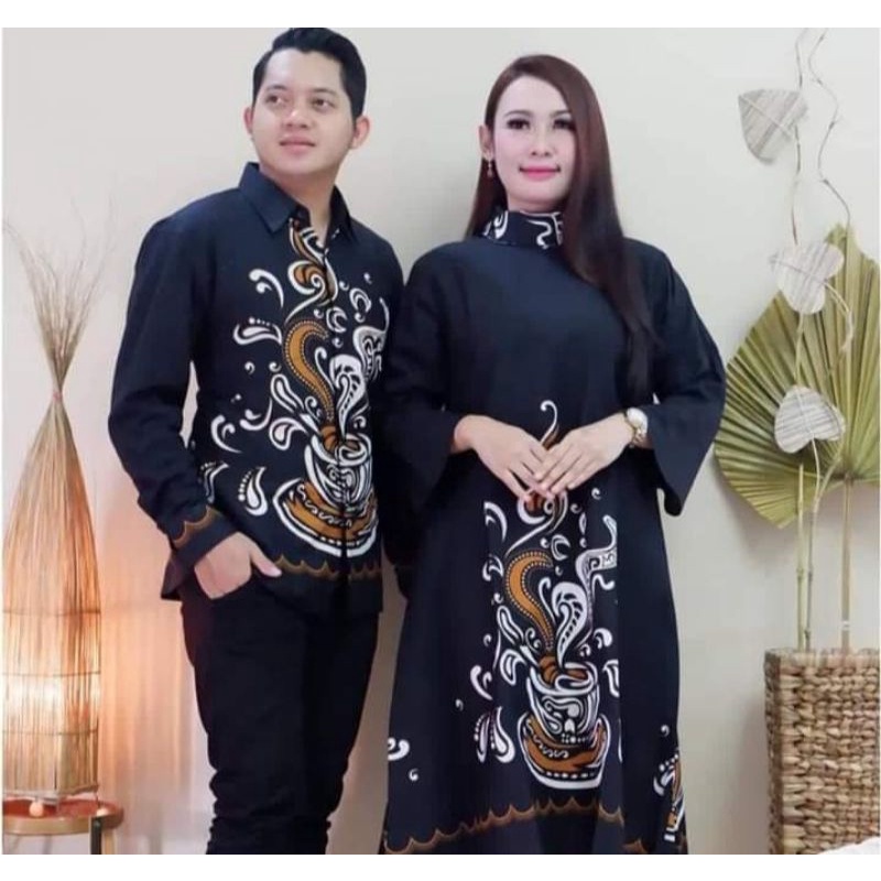 Couple Batik coffee Hitam / Couple Tumpal Putih Sogan / Couple Batik Motif Truntum Garuda