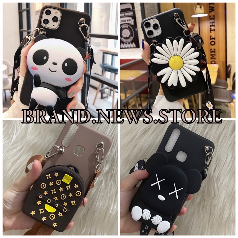 OPPO A74 5G/ A16K/ A16E/ A55 4G/ A55 5G/ A57 2022/ A77S/ SOFT CASE TAS DOMPET COIN + GANTUNGAN TALI HP SELEMPANG/SILIKON BONEKA/KARTUN PANDA/BUNGA PEACE/DAISY/ CASING BAG