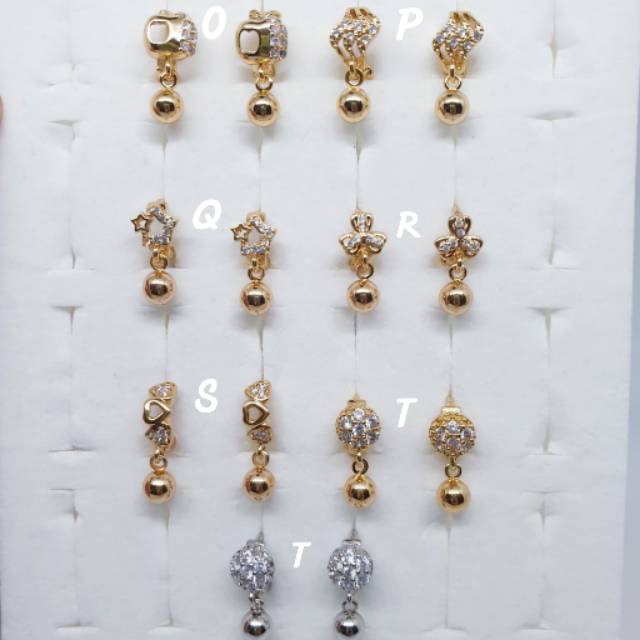 Anting xuping lapis mas 18 k permata zircon