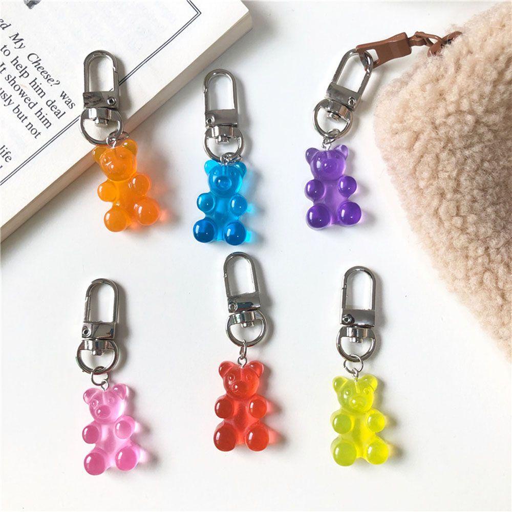 QUINTON Gantungan Kunci Pasangan Kekasih Gummy Bear Earphone Cover Teddy Charm Trinket Aksesoris Fashion