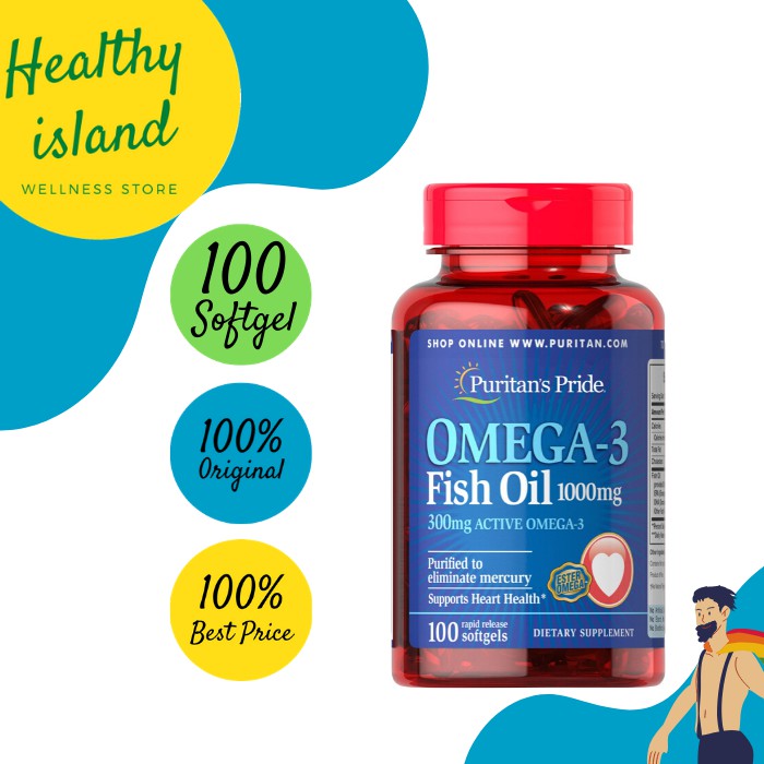 Puritan Pride Omega-3 Fish Oil 1000 mg - 100 Softgel