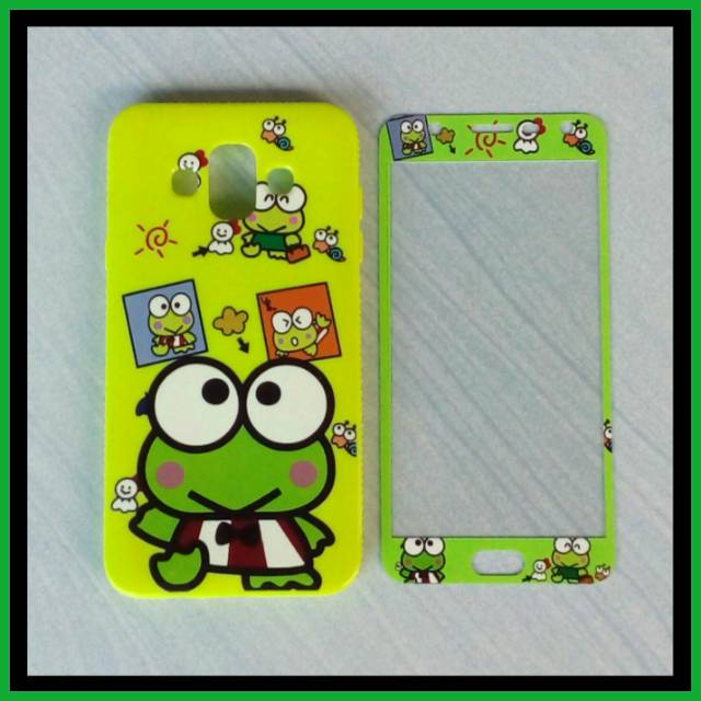 Samsung J7 Duo Case Softcase 360 Plus Glass Karakter Gambar Keropi Keroppi