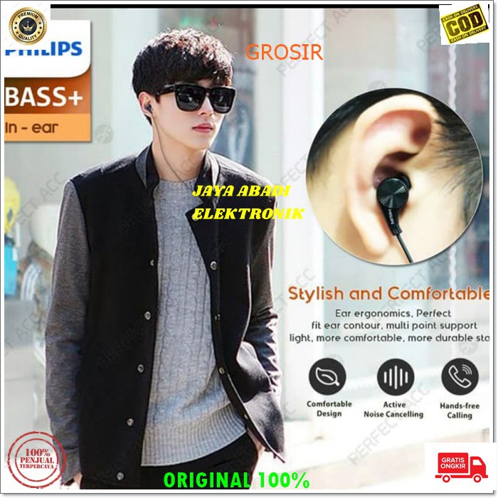 J178 ORIGINAL PHILIPS HEADSET HANDSFREE STEREO SUPER BASS HEADSET HANDSFREE HEADPHONE EARPHONE MUSIC VOKAL AUDIO SOUND EARPOD IN EAR KARET MAGNET KARAOKE MEGA BAS J179  HP stereo dobel bass double bas handsfree nelpon super non earpod hf mic cable kabel