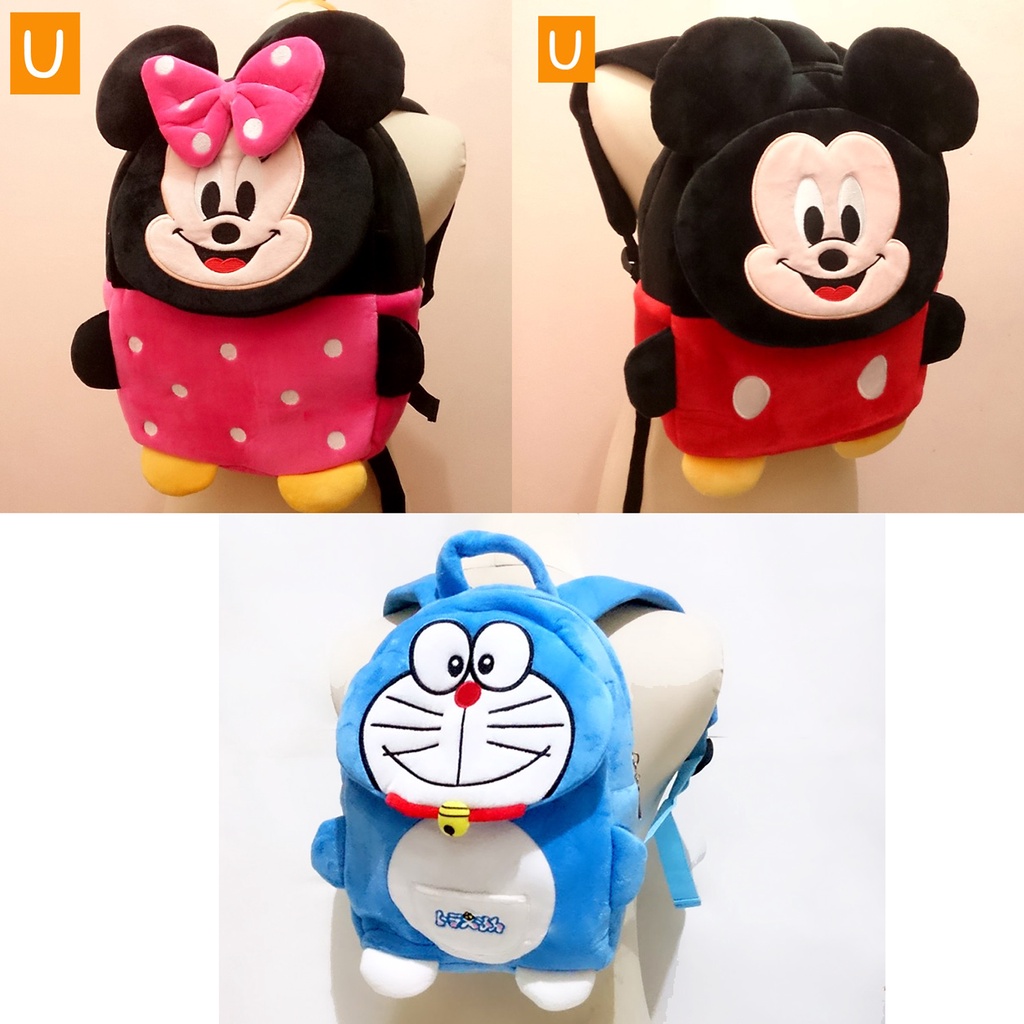 Tas Ransel Tutup Depan  sekolah anak tk paud doraemon mickey mouse minnie Mouse hello kitty kado baby kids