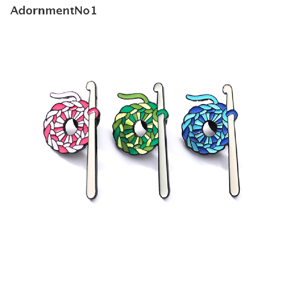 (AdornmentNo1) Bros Pin Enamel Desain Bola Wol Rajut Crochet Aksesoris Sweater / Kerah Pakaian Wanita