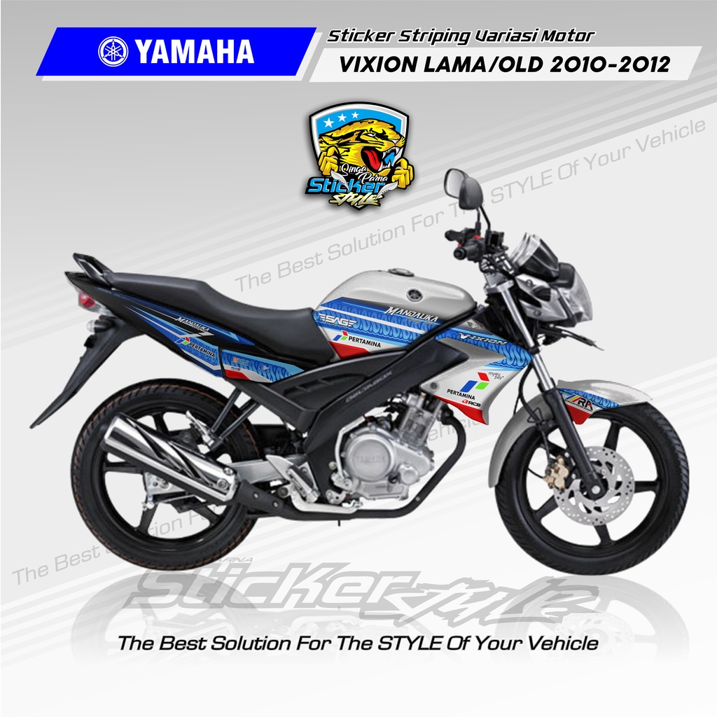 STRIPING VARIASI MOTOR | STIKER VARIASI MOTOR YAMAHA VIXION LAMA OLD 2010-2012 LIVERY PERTAMINA MAND