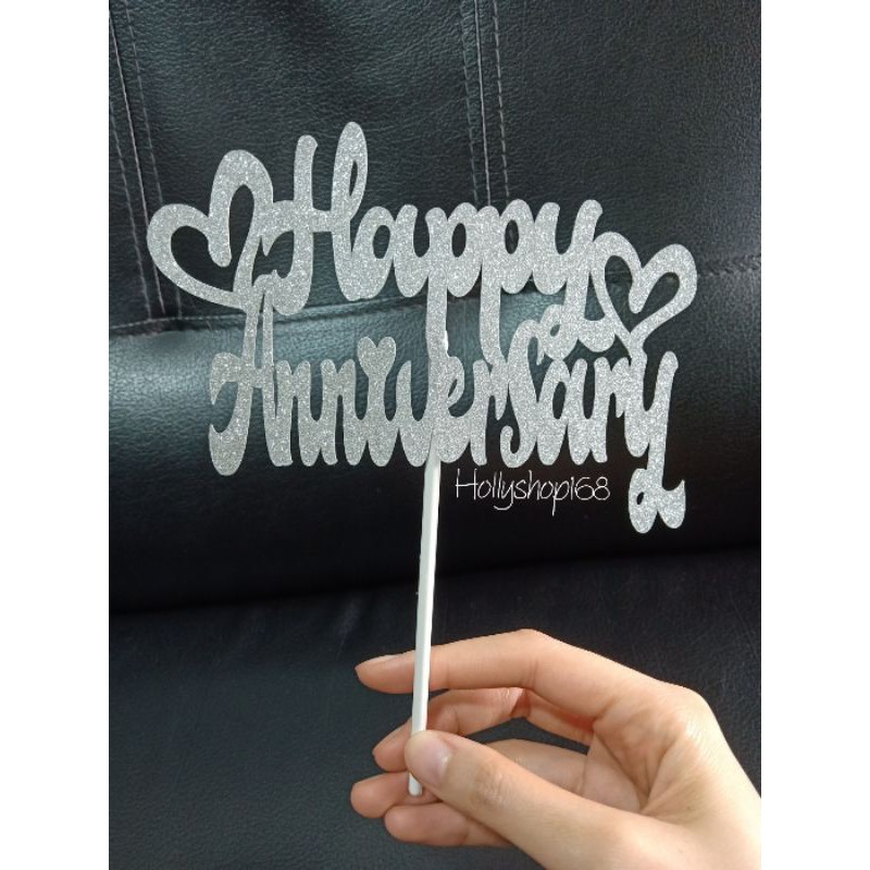 Cake Topper Happy Anniversary/ toper kue/hiasan kue