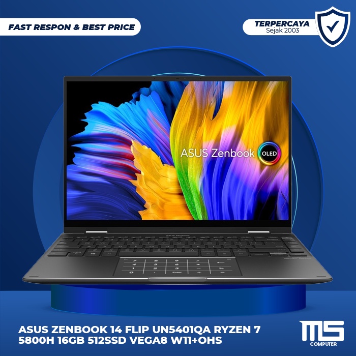 ASUS ZENBOOK 14 FLIP UN5401QA RYZEN 7 5800H 16GB 512SSD VEGA8 W11+OHS