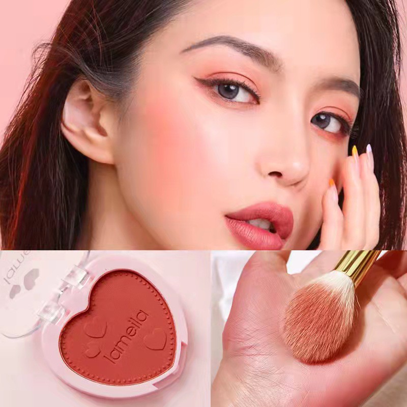 (COD) ada box buat hadiah Blush natural pressed blusher 4  warna dengan kuas import