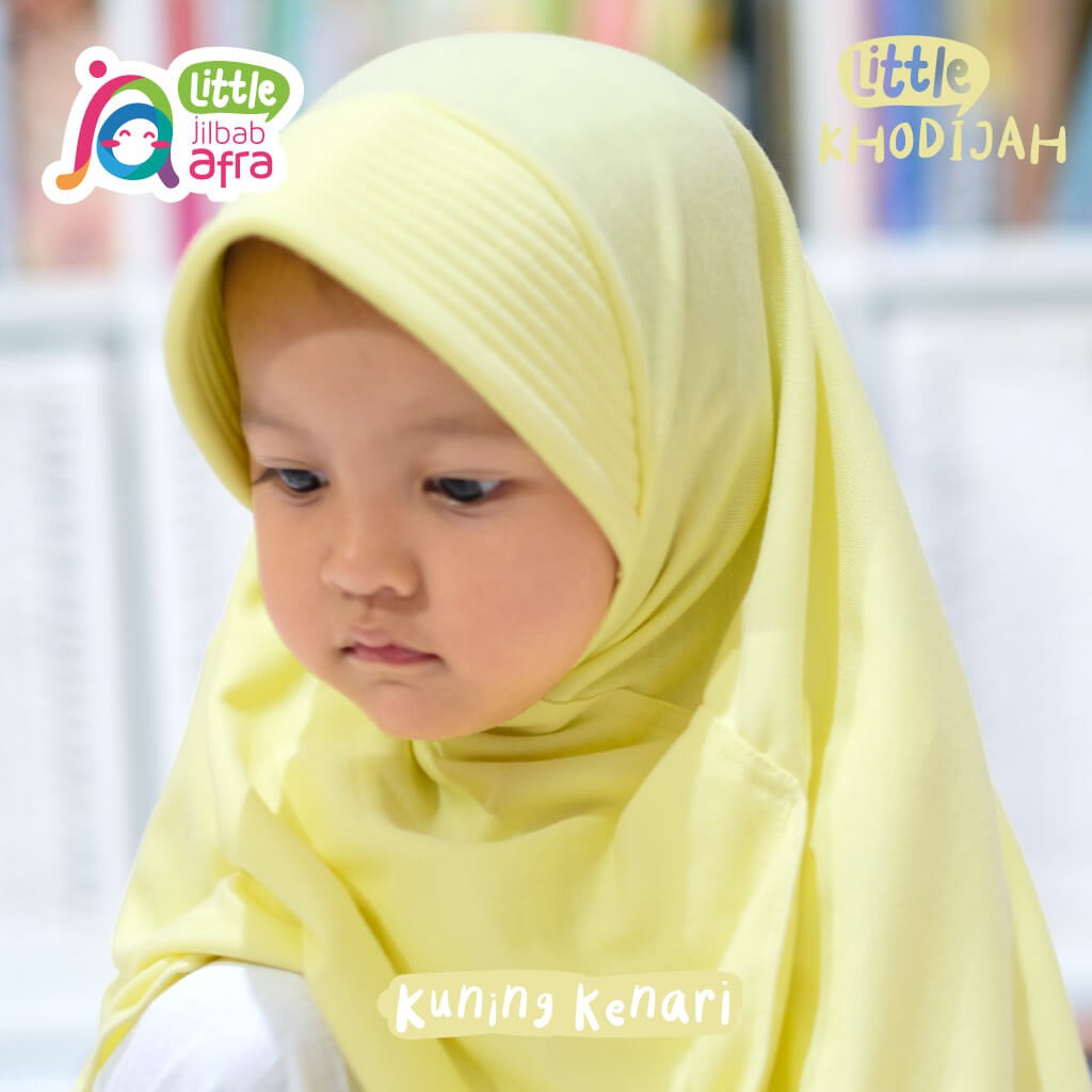 Jilbab Instan Anak Little Khodijah Kuning Kenari - Little Jilbab Afra - Bahan Kaos, Adem &amp; Lembut