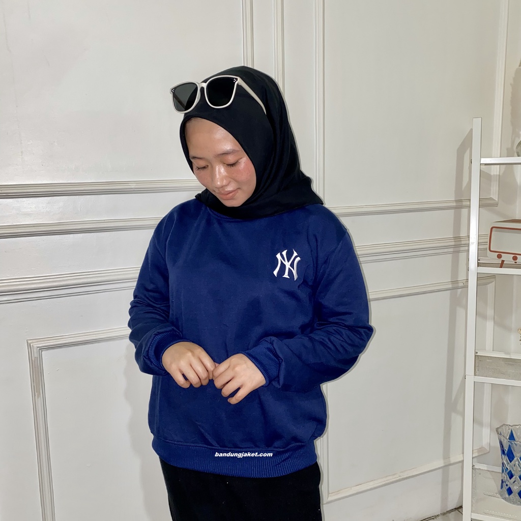 NY SWEATER CRAWNECK ZUMBO Size || SWEATSHIRT BASIC NY LOGO NY BORDIR PRIA DAN WANITA Sz M - XXL II 17 WARNA