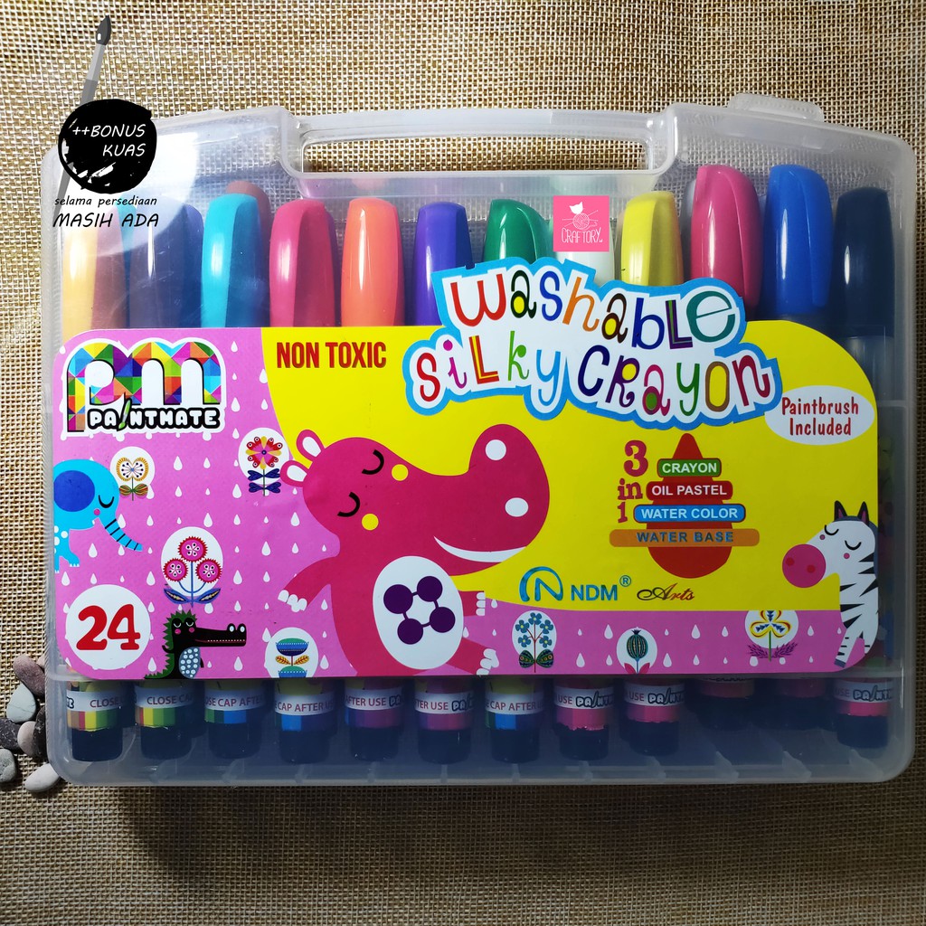 

NDM Washable Silky Crayon FULL set 24 / Paintmate Oil Pastel / Krayon Mudah Dicuci