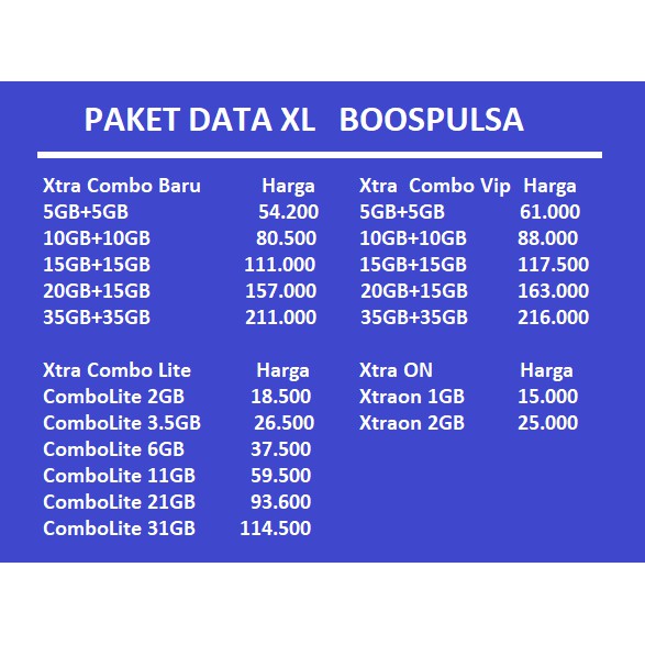 Xl Xtra Combo Vip Baru 5gb 10gb 15gb 20gb 35gb Combo Lite Semua Paket 30hari Shopee Indonesia