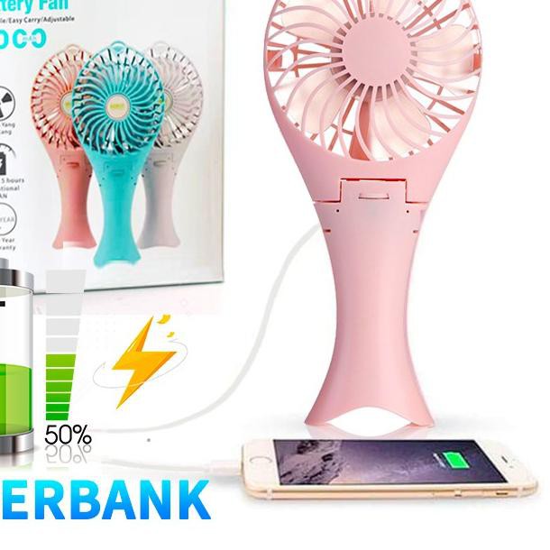 ♨ ROBOT POWERBANK RT BF04 2000Mah Mermaid Shape Portable Fan Kipas Angin Power Bank ➶