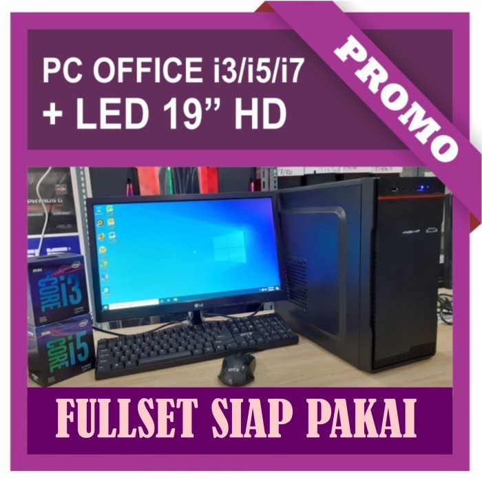 PC KOMPUTER CORE I3 RAM 4GB FULL SET LED 19 INCI KASIR OFFICE DESAIN