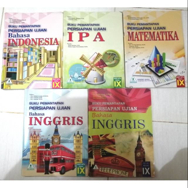 Buku IPA, Bahasa Inggris, Matematika, Indonesia penerbit akasia kelas 3 smp