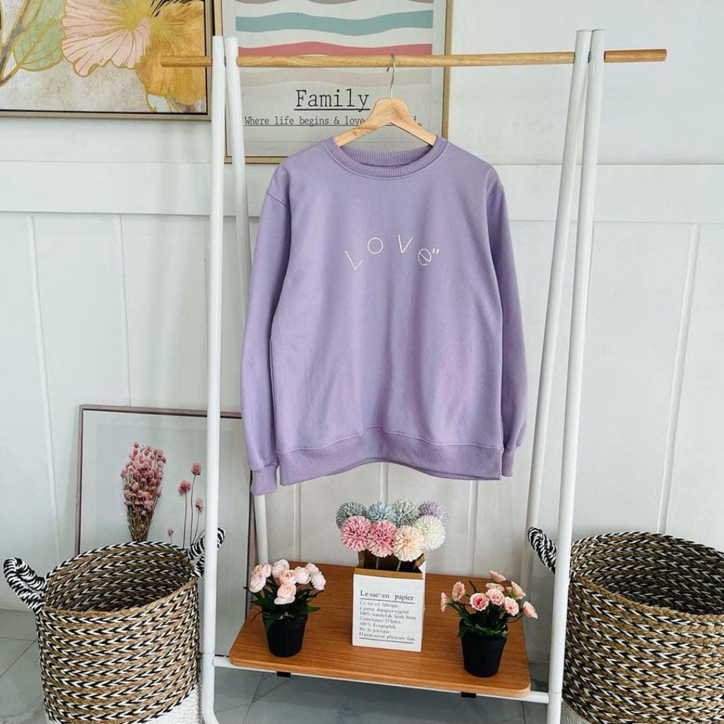 Sweater Wanita Korean Style termurah Warna Pastel Love Yara Bahan Fleece