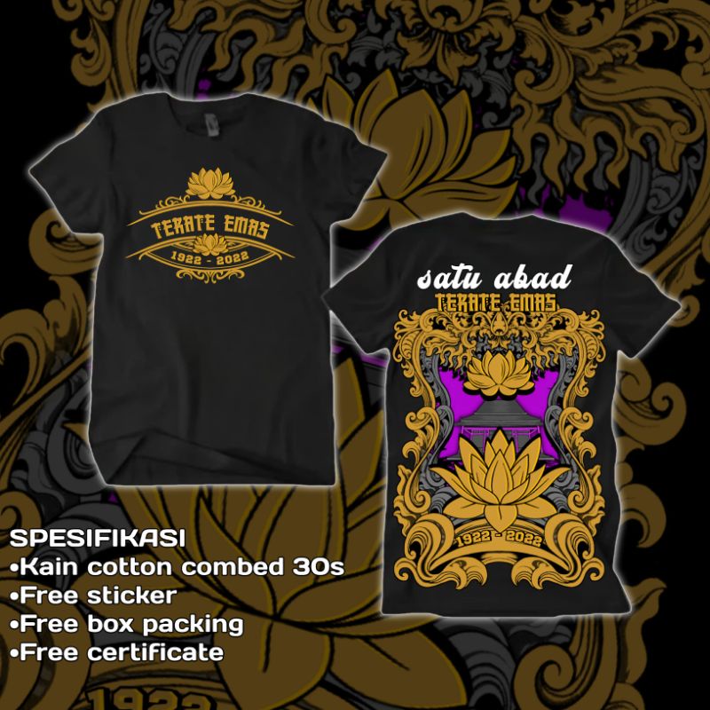 KAOS PSHT DESAIN TERBAIK TERATE EMAS SATU ABAD 1922 BAHAN PREMIUM