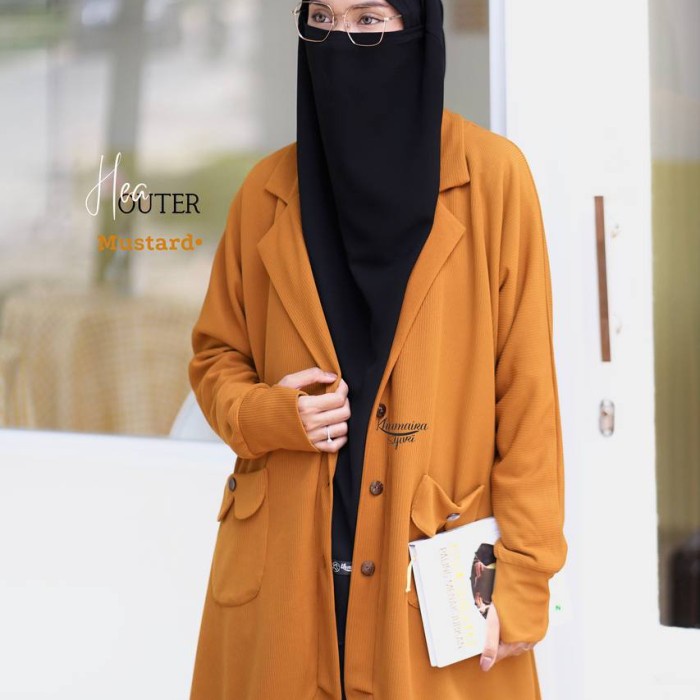 MUSLIM-CARDIGAN- OUTER BLAZER SYARI HEA BY KHUMAIRA - ARMY -CARDIGAN-MUSLIM.