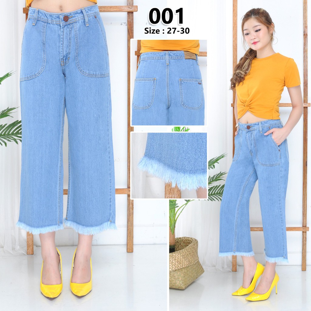 [size 31 - 38] Celana Jeans Kulot Rawis Jumbo 7/9 Wanita