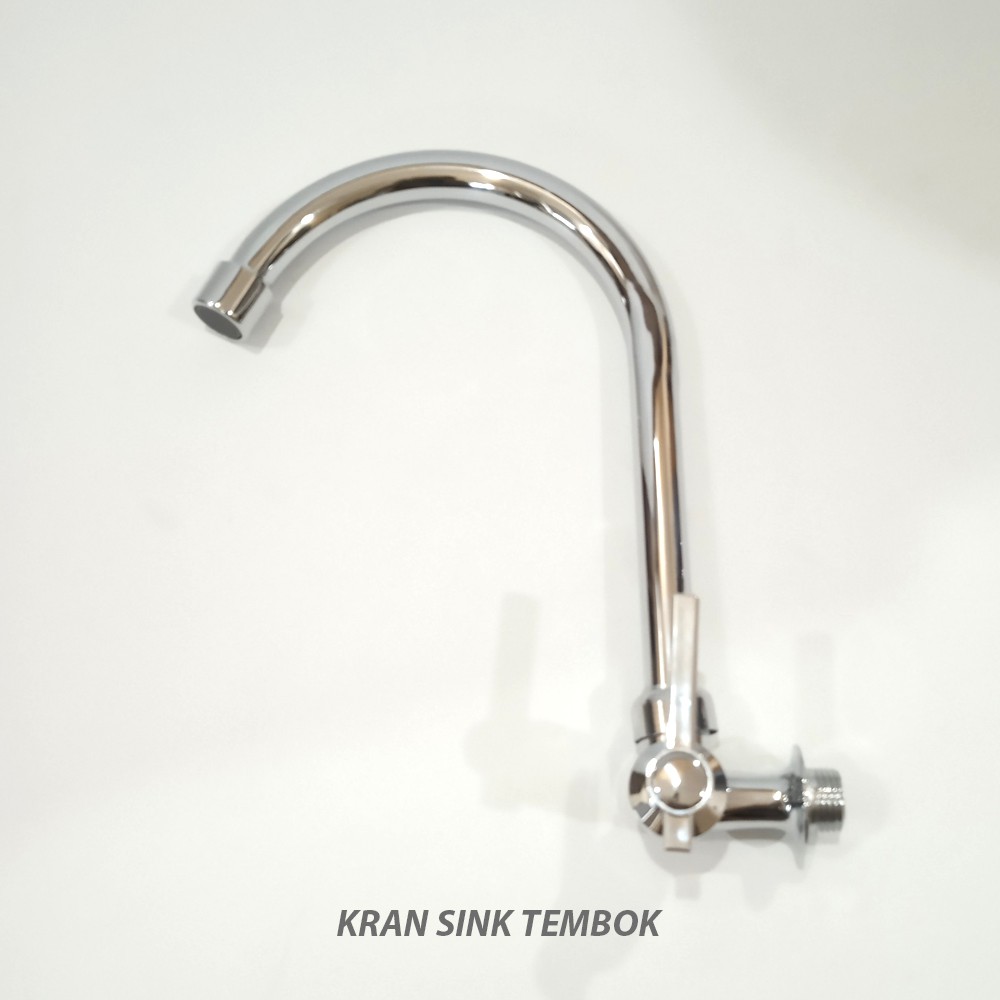 Kran Angsa Dapur Kran Cuci Piring Chrome Kran Sink Tembok - 1/2 Inch - High Quality /  Kran Cuci Piring MURAH