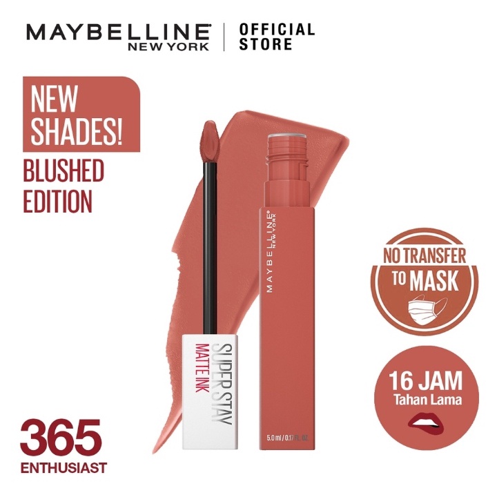 ORI 100% Maybelline Superstay Matte Ink Liquid Matte Lipstick Make Up Tahan Lama Hingga 24 Jam lipstik lipstick maybelin maybeline lipten maybeline my beline supertstay lipstik maybelline ori tahan lama lip matte maybelline original 220 Ambitios 385-365 Enthusiast