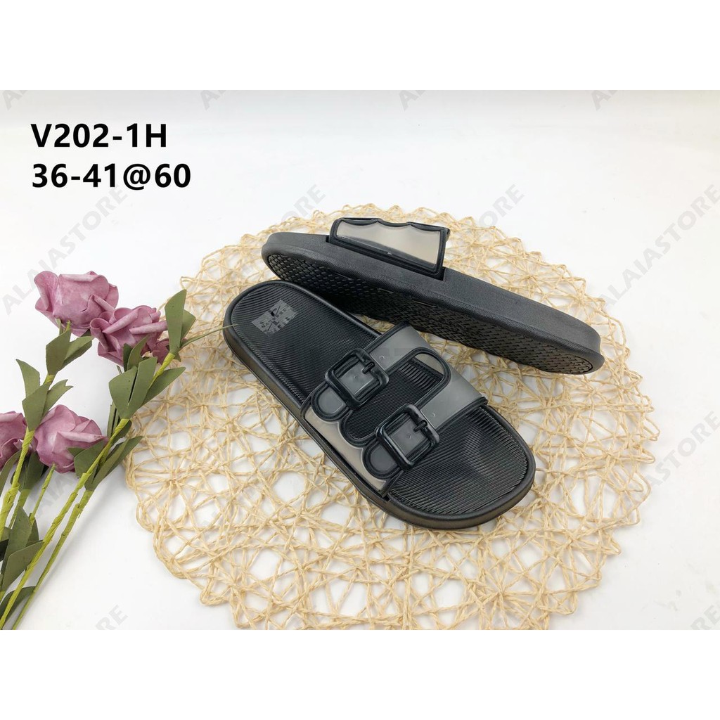 Sandal Slop Wanita Korea / Sandal Slop Bening Cewek Gesper - V202-1 / Sandal Wilona