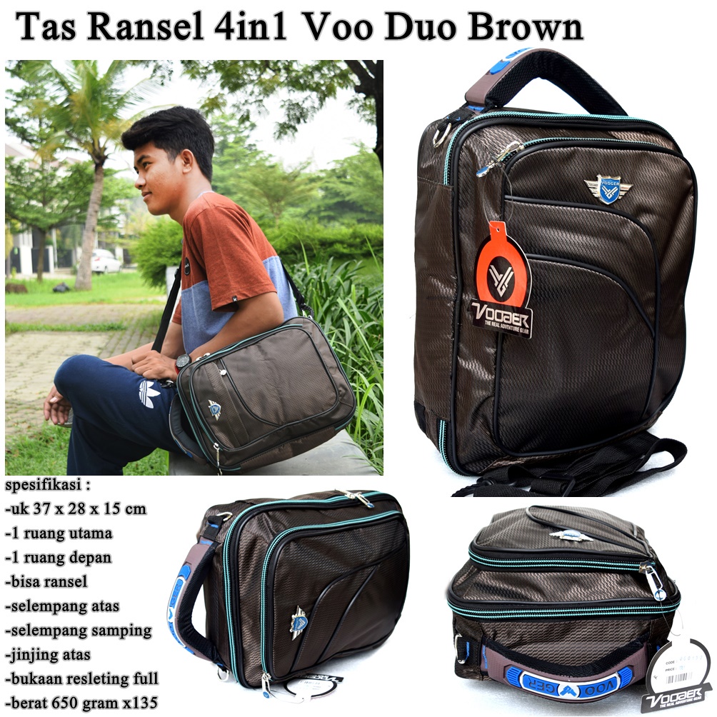 Tas sekolah Ransel Kasual 4in1 Vood Kanvas Coffee