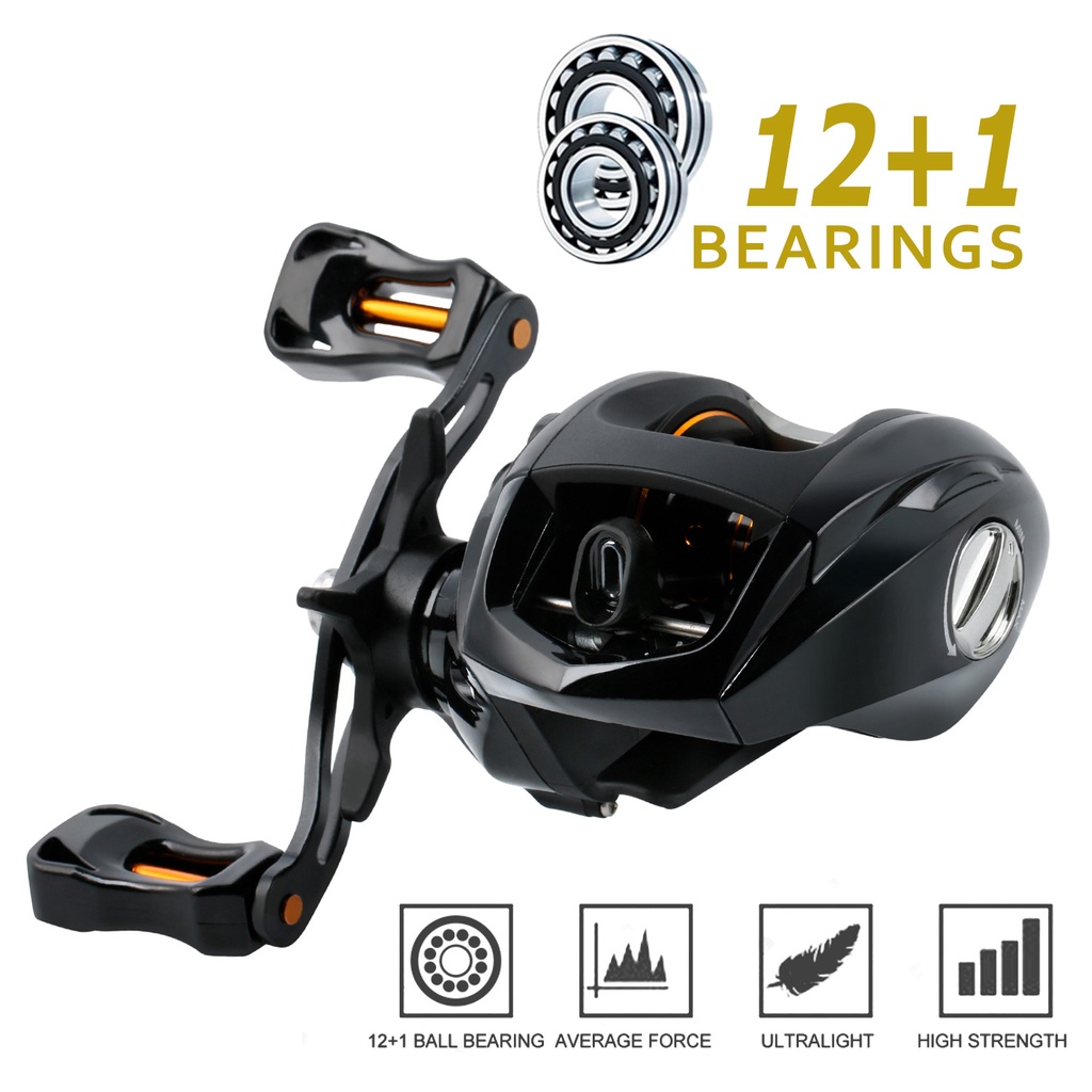 Sougayilang 12 + 1 BB Baitcasting Fishing Reel Black Fishing Reel Gear Casting