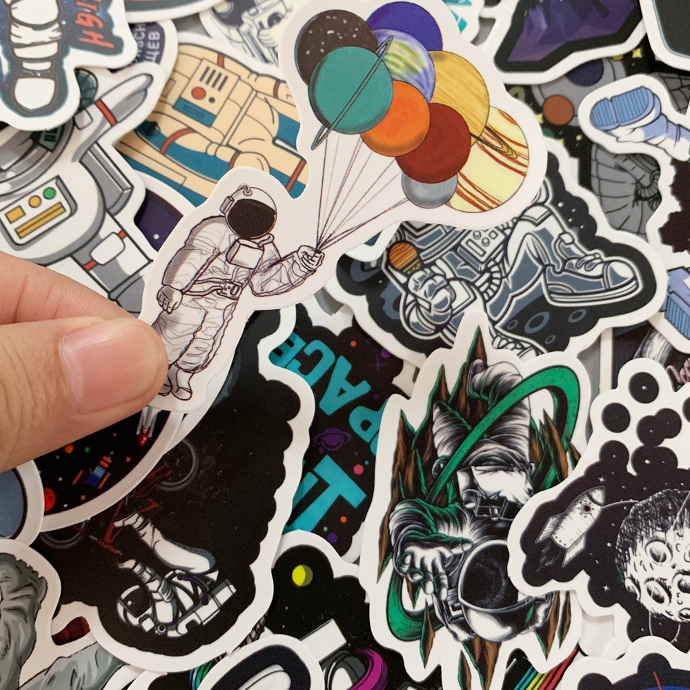 50Pcs/set Astronaut Space Station Lunar Rocket Waterproof DIY Stickers For Laptop Moto Skateboard Luggage Notebook Decor