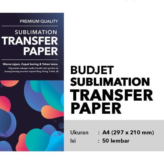 

♤ Kertas Sublim Sublime - Budjet Sublimation Transfer Paper A4 isi 50 ♀