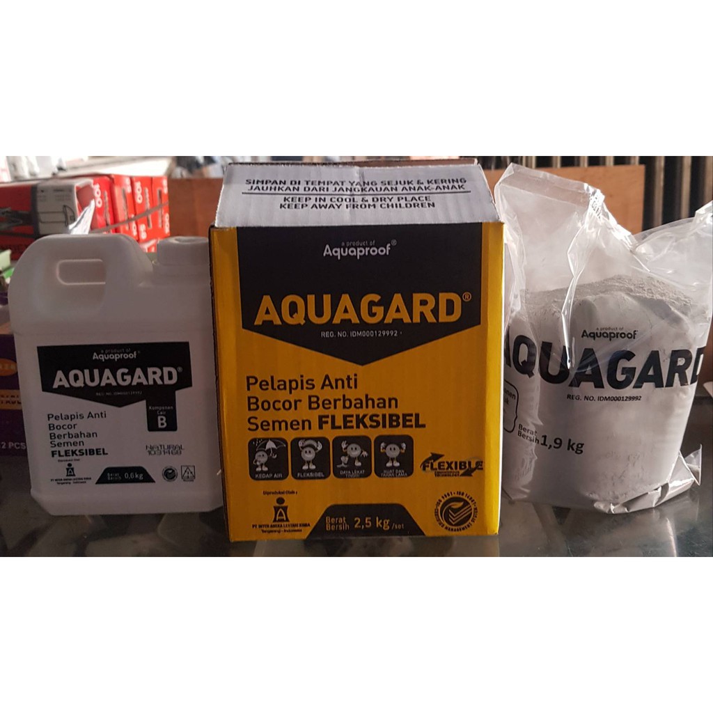 Aquagard Pelapis Anti Bocor 2.5 kg/ Aquaproof Aquagard 1 Set Semen dan Cairan 2 Komponen 2,5 kg/ Pel