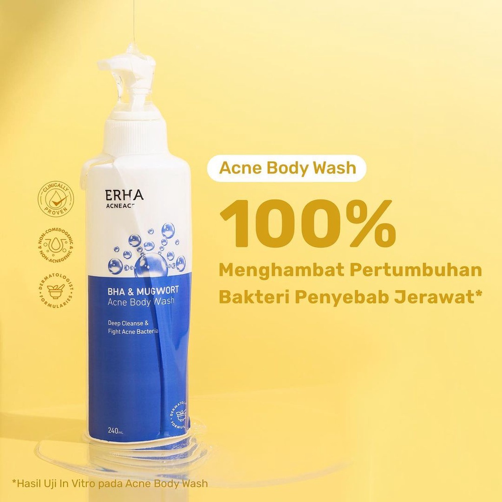 ⭐ BAGUS ⭐ ERHA AcneAct BHA &amp; Mugwort Acne Body Wash 240ml | Sabun Mandi Cair