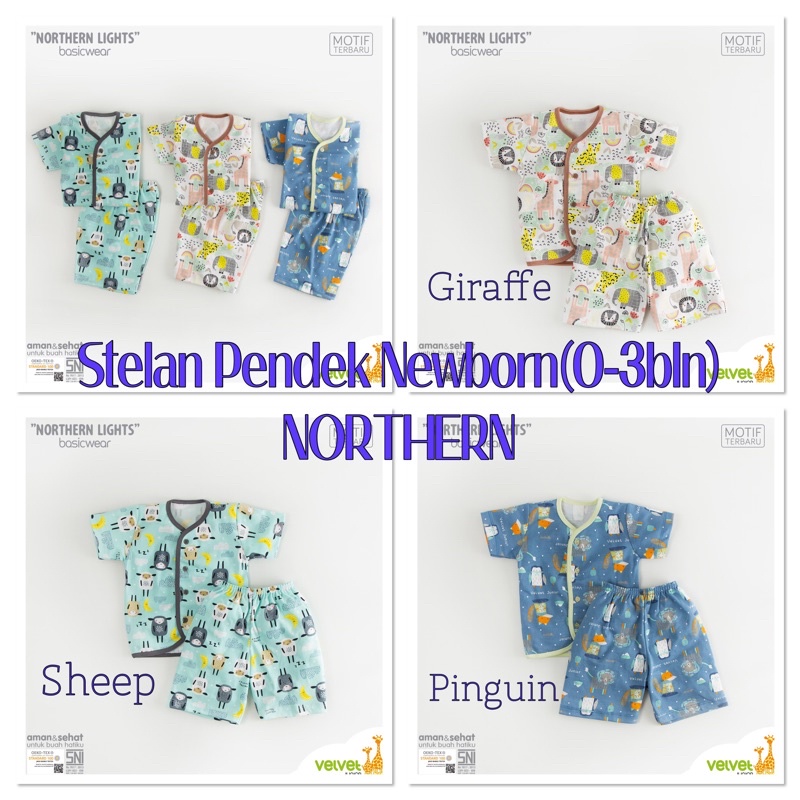 SETELAN TANGAN PENDEK Velvet Junior NEWBORN Baju Bayi Piyama Spesial Katun