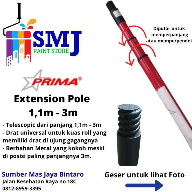 

Produk Terbaik] Tongkat Gagang Roll Cat Panjang ( Extension Pole ) Prima 1,1 Sd 3M