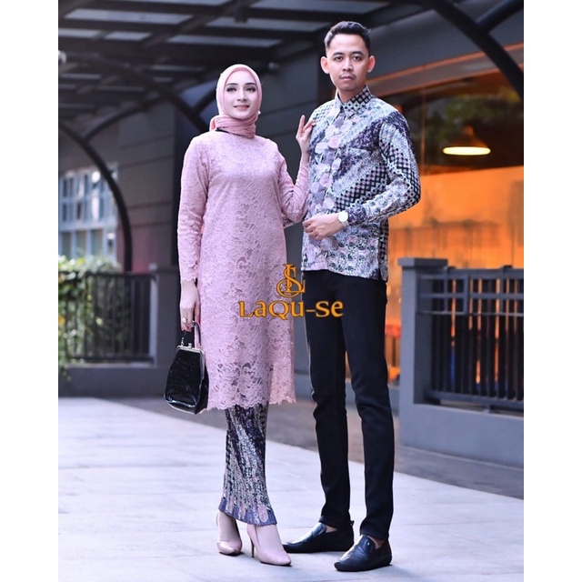 Setelan Kebaya Tunik Batik Couple Modern Terbaru Outfit Pasangan Kondangan Wisuda By Laquse_kebaya2