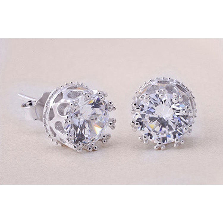 Anting Tusuk Bentuk Mahkota Kristal Silver untuk Hadiah 0338-wt