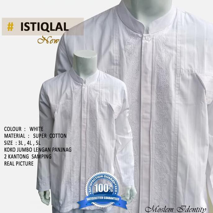 Kualitas Terbaik Baju Koko Putih , Baju Koko Bordir, Koko Lengan Panjang Jumbo Istiqlal PROMO