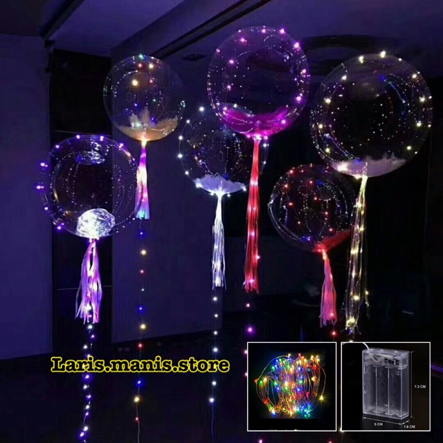 Balon plastik pvc transparan plus Lampu LED - balon bening jumbo - balon latex transparant pvc