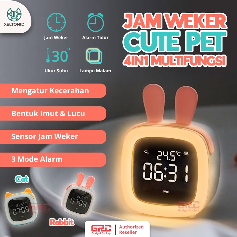 Jam Weker Digital Jam Meja Pintar Kucing Kelinci Smart Alarm Cute Pet