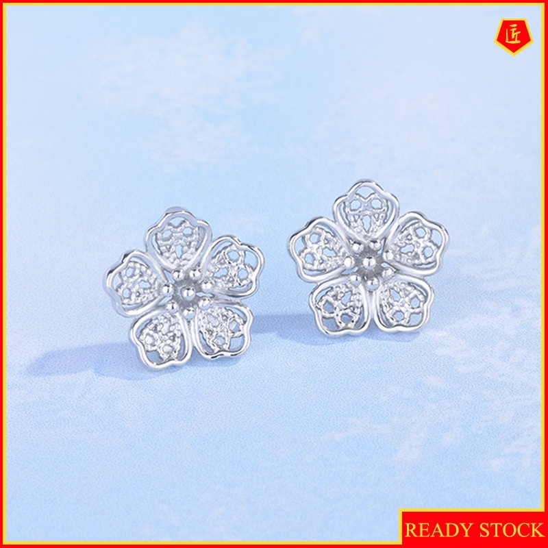 [Ready Stock]Fashion Lace Flower Stud Earrings Personality