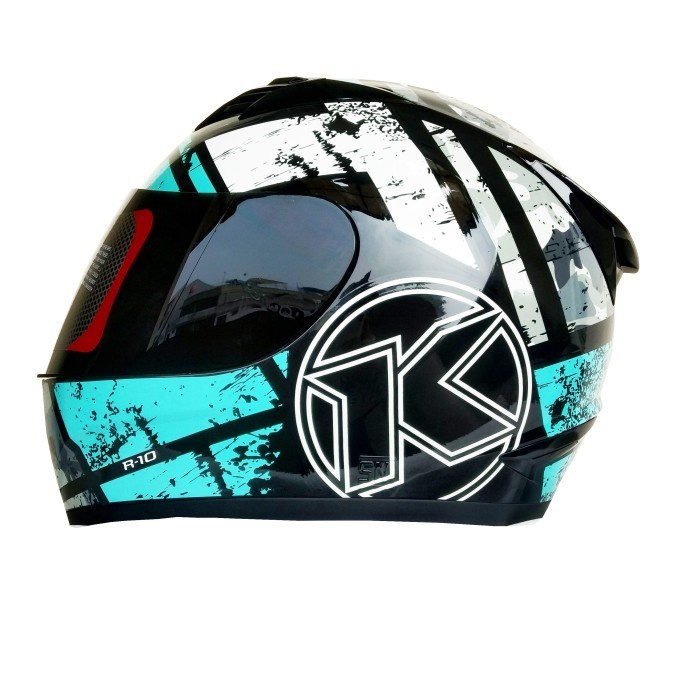HELM KYT FULL FACE R10 #3 AQUA BLUE KYT R-10 SMOKE VISOR ORIGINAL KYT
