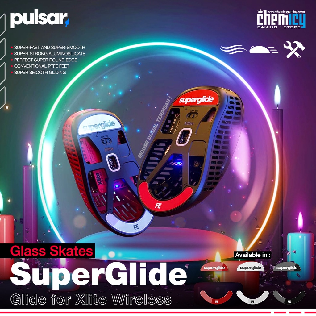 Pulsar Superglide Glass Skates for Xlite Wireless Gaming Mouse