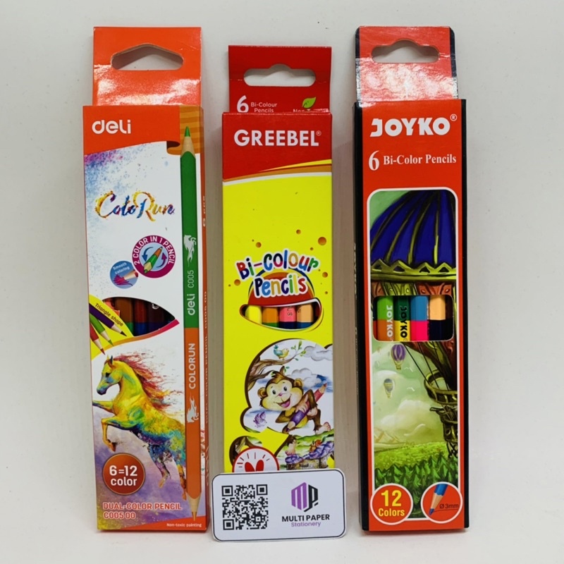 

Pensil Warna Long 6 Pcs 12 Warna Berbagai Merk dual tip