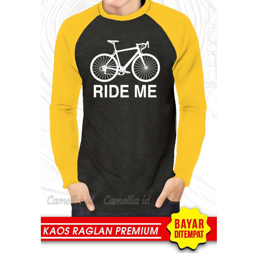 Kaos Raglan (RIDE ME)/Kaos Pria Lengan Panjang/ Kaos Pria/ Kaos Cowok/ Kaos Oblong/Misty